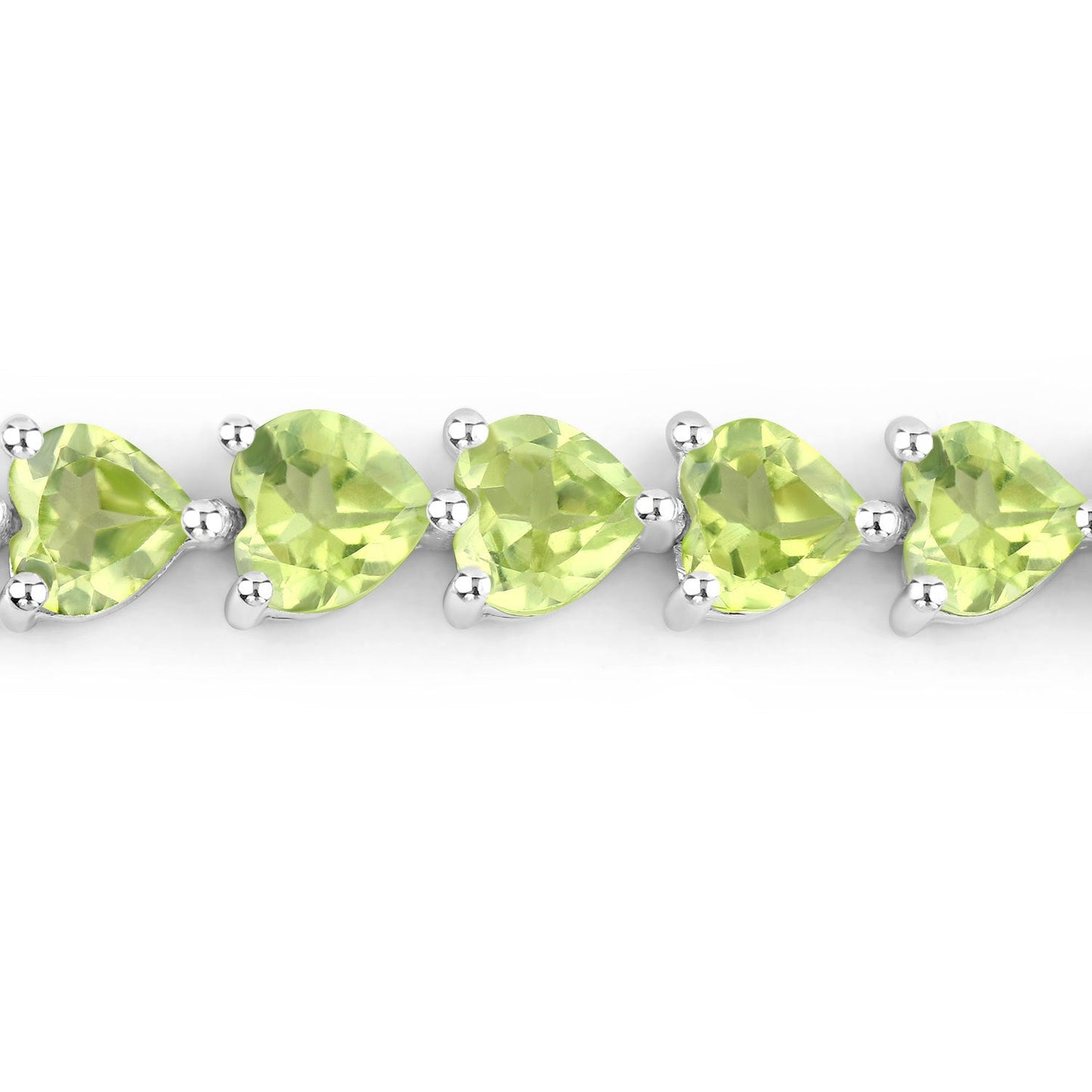Genuine Peridot Heart Tennis Bracelet in .925 Sterling Silver — 13.64 ctw