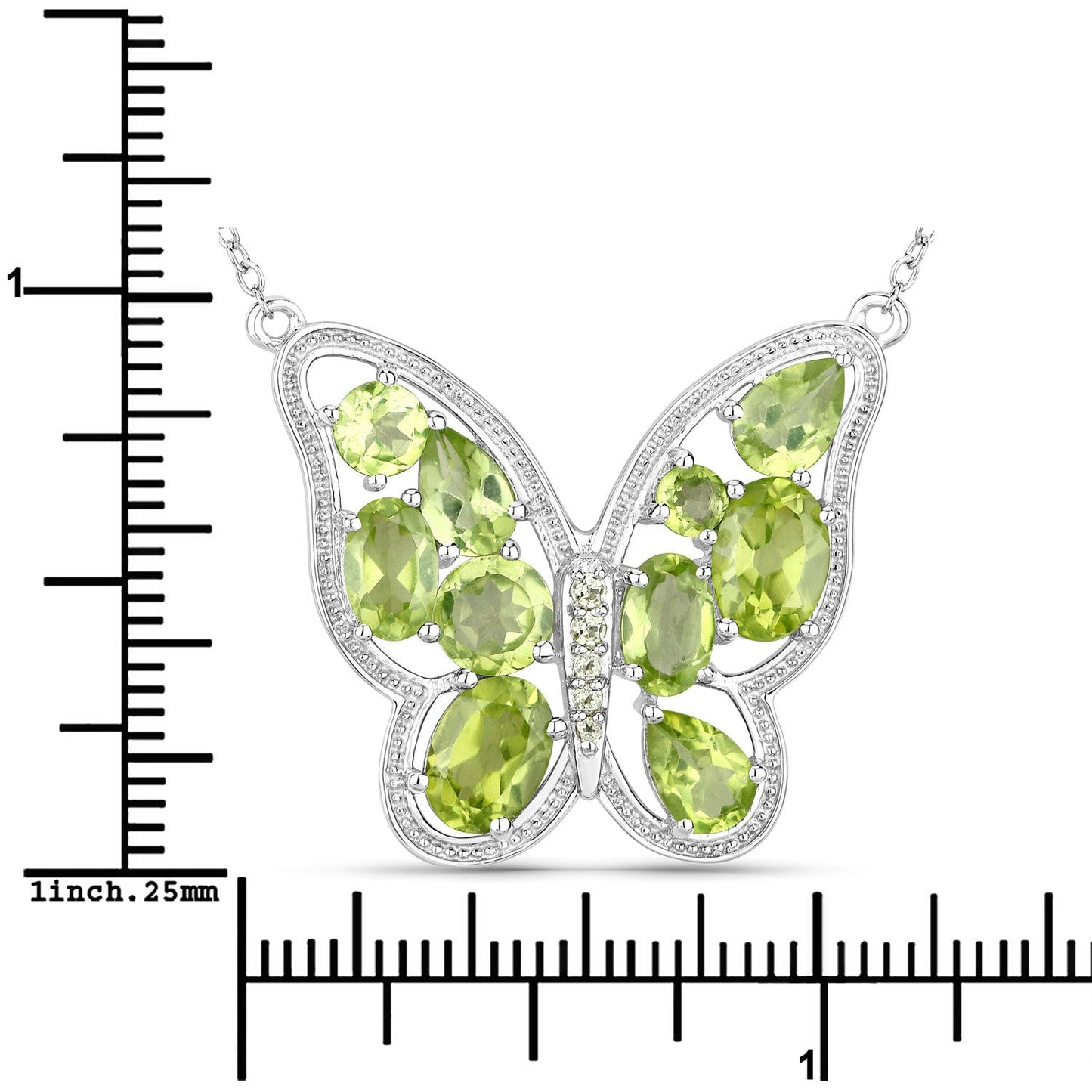 Genuine Peridot Butterfly Necklace in .925 Sterling Silver — 4.65 ctw