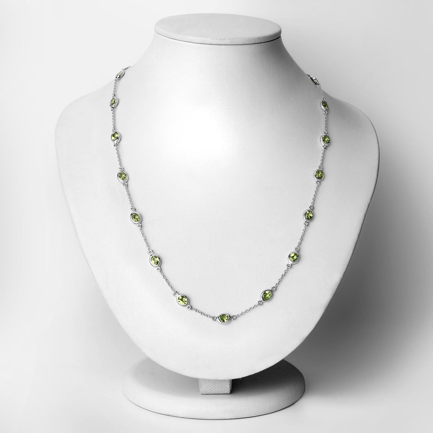 Genuine Peridot 'By The Yard' Necklace in .925 Sterling Silver — 6.30 ctw