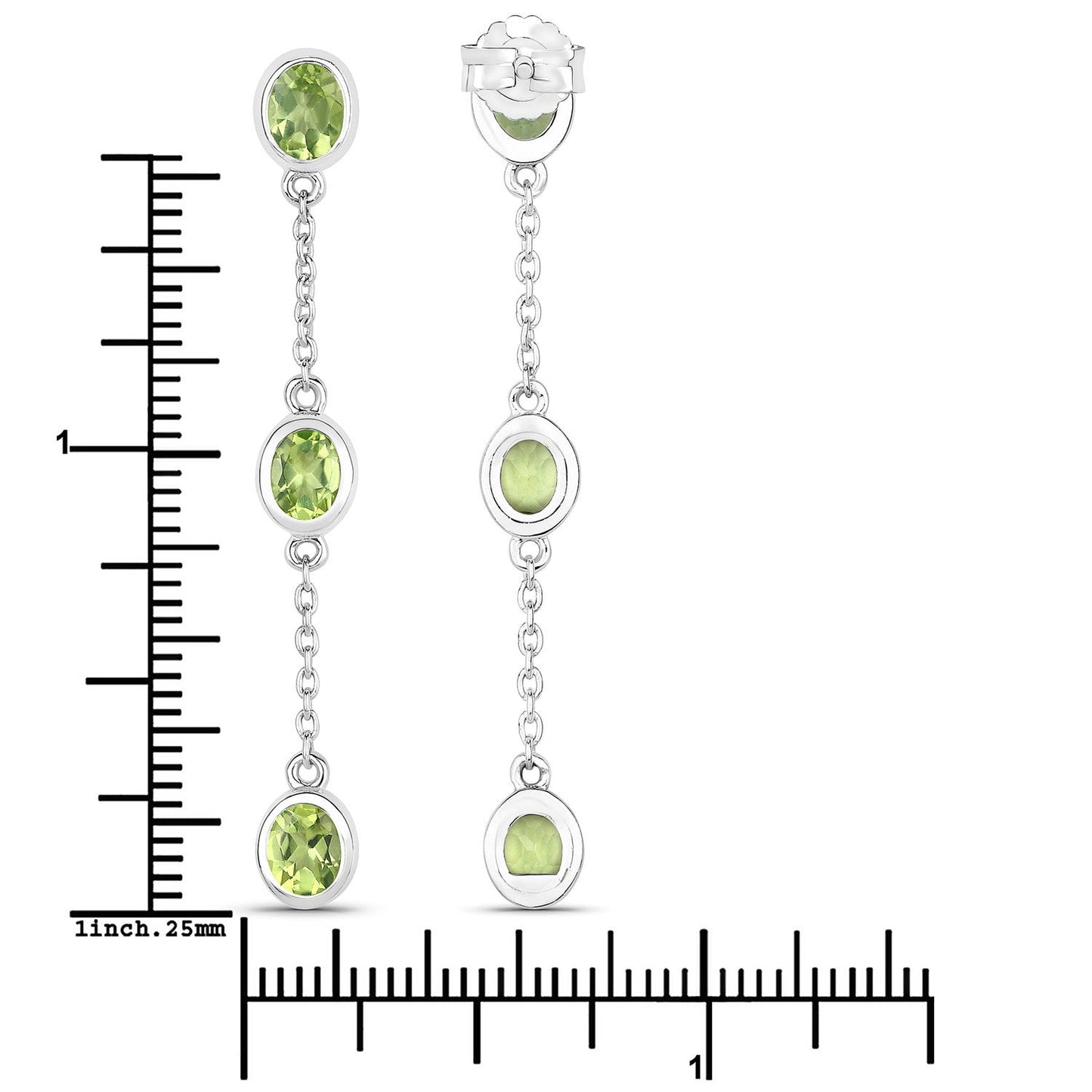 Genuine Peridot 'By The Yard' Earrings in .925 Sterling Silver — 2.10 ctw