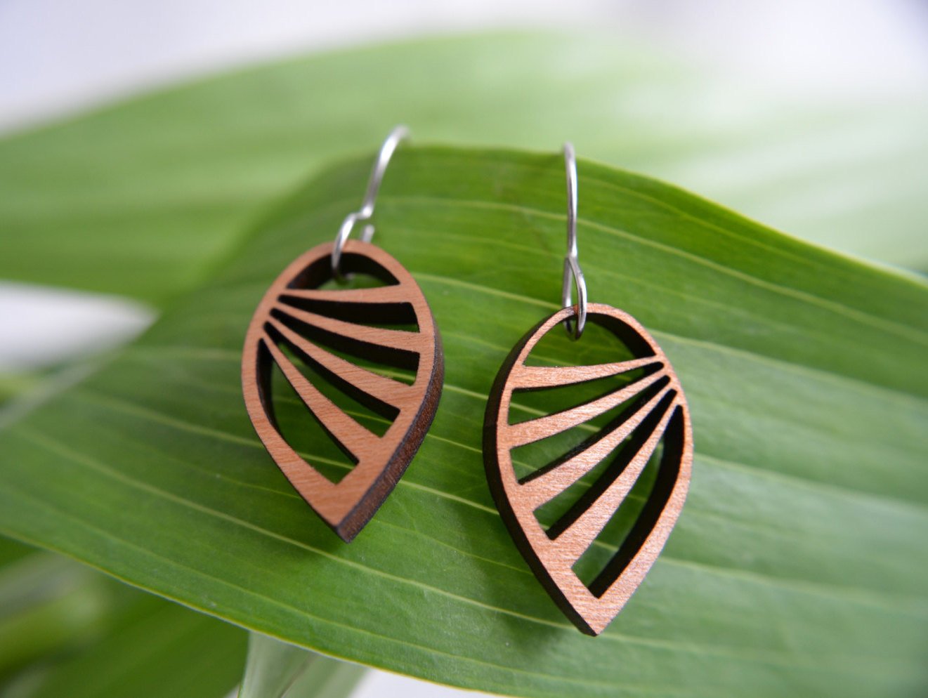 Cherry Wood Wing Earrings - Handcrafted Nature-Inspired Jewelry