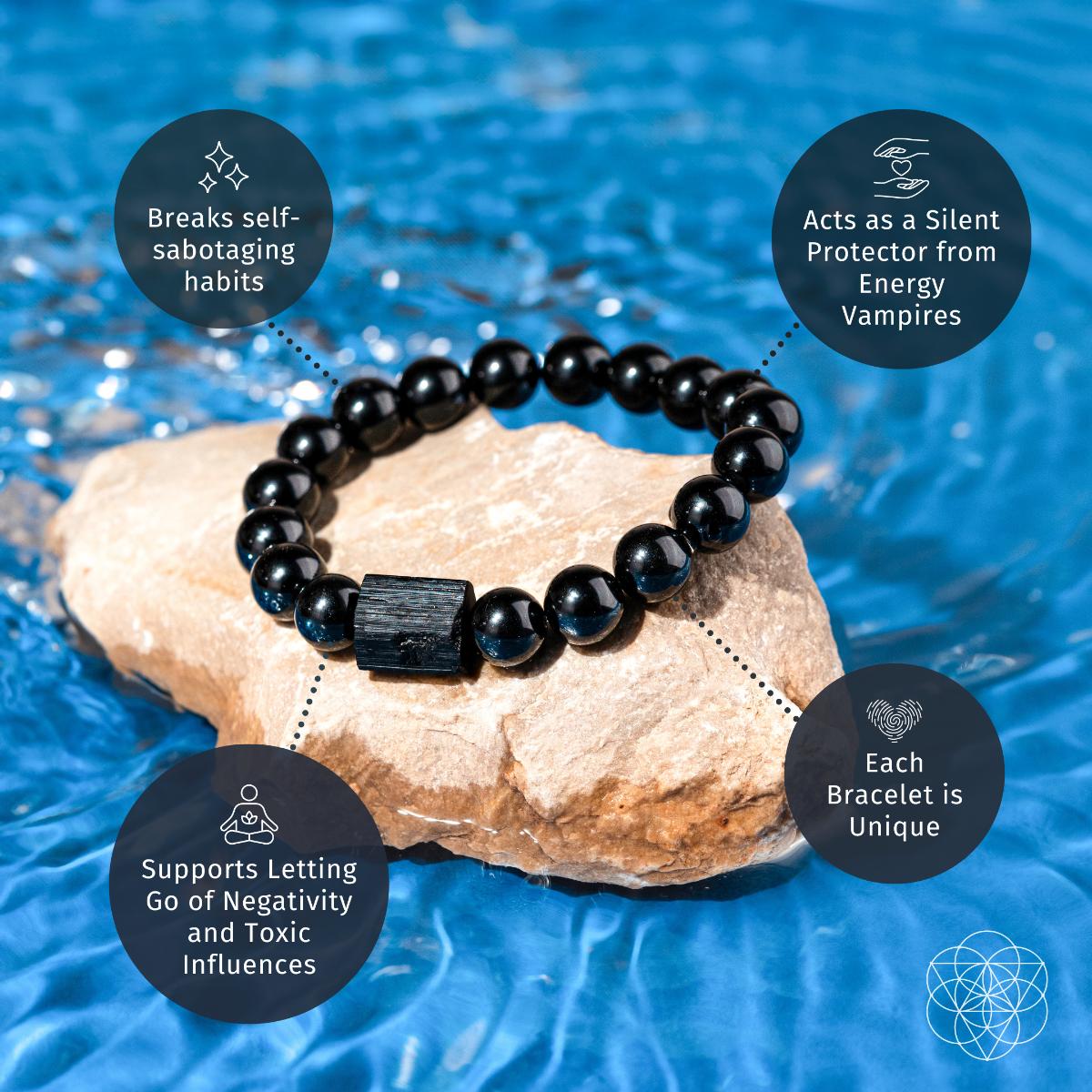 Black Obsidian & Tourmaline Bracelet | Habit Breaker