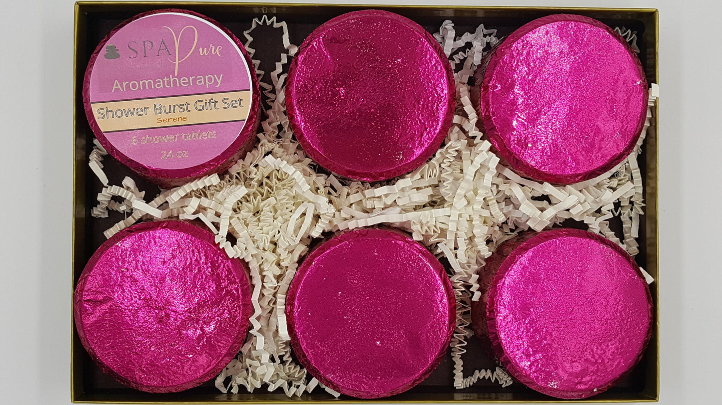 Serene Aromatherapy Shower Tablet Gift Set | 6 Essential Oil Blends by Spa Pure