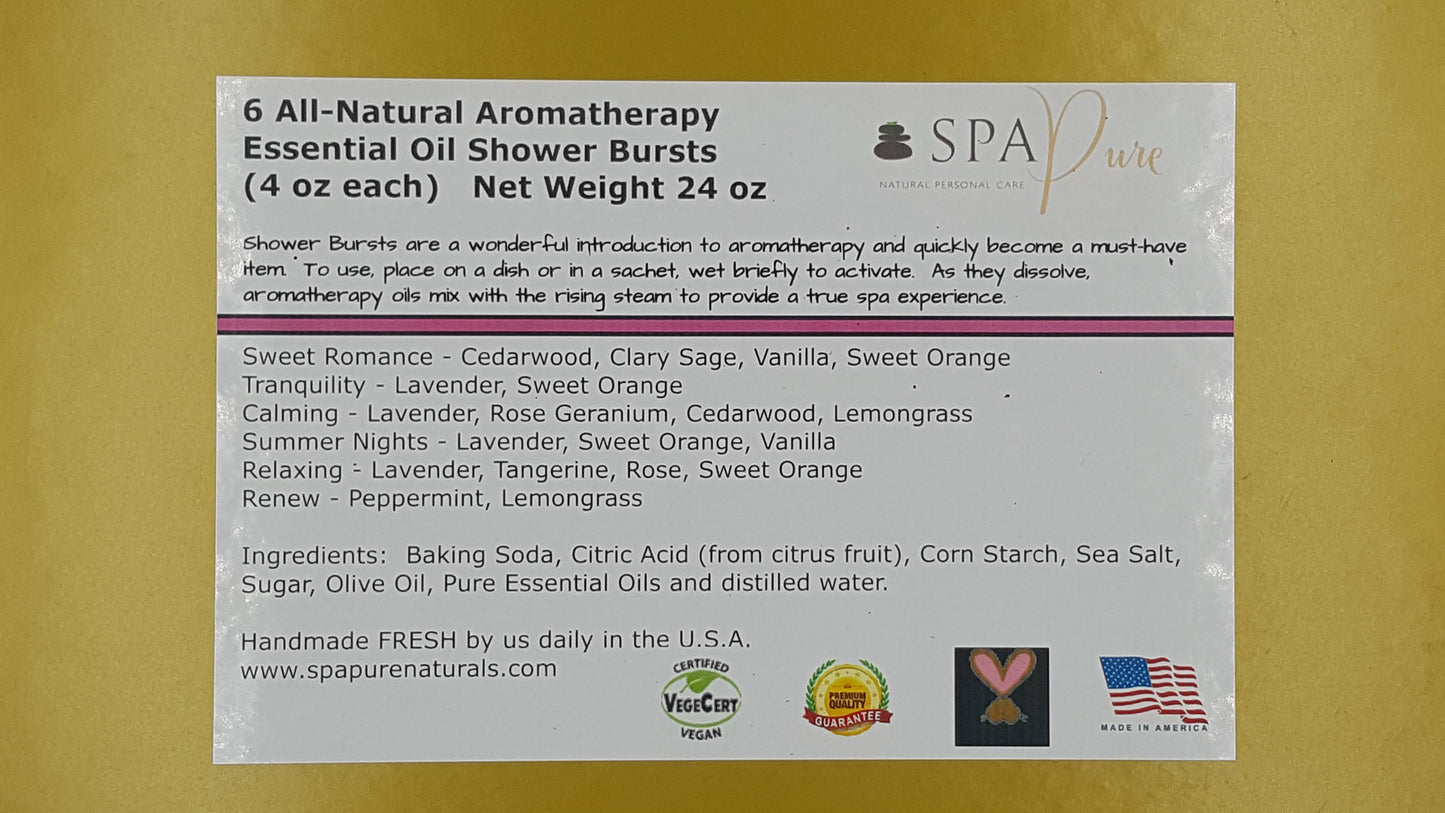 Serene Aromatherapy Shower Tablet Gift Set | 6 Essential Oil Blends by Spa Pure