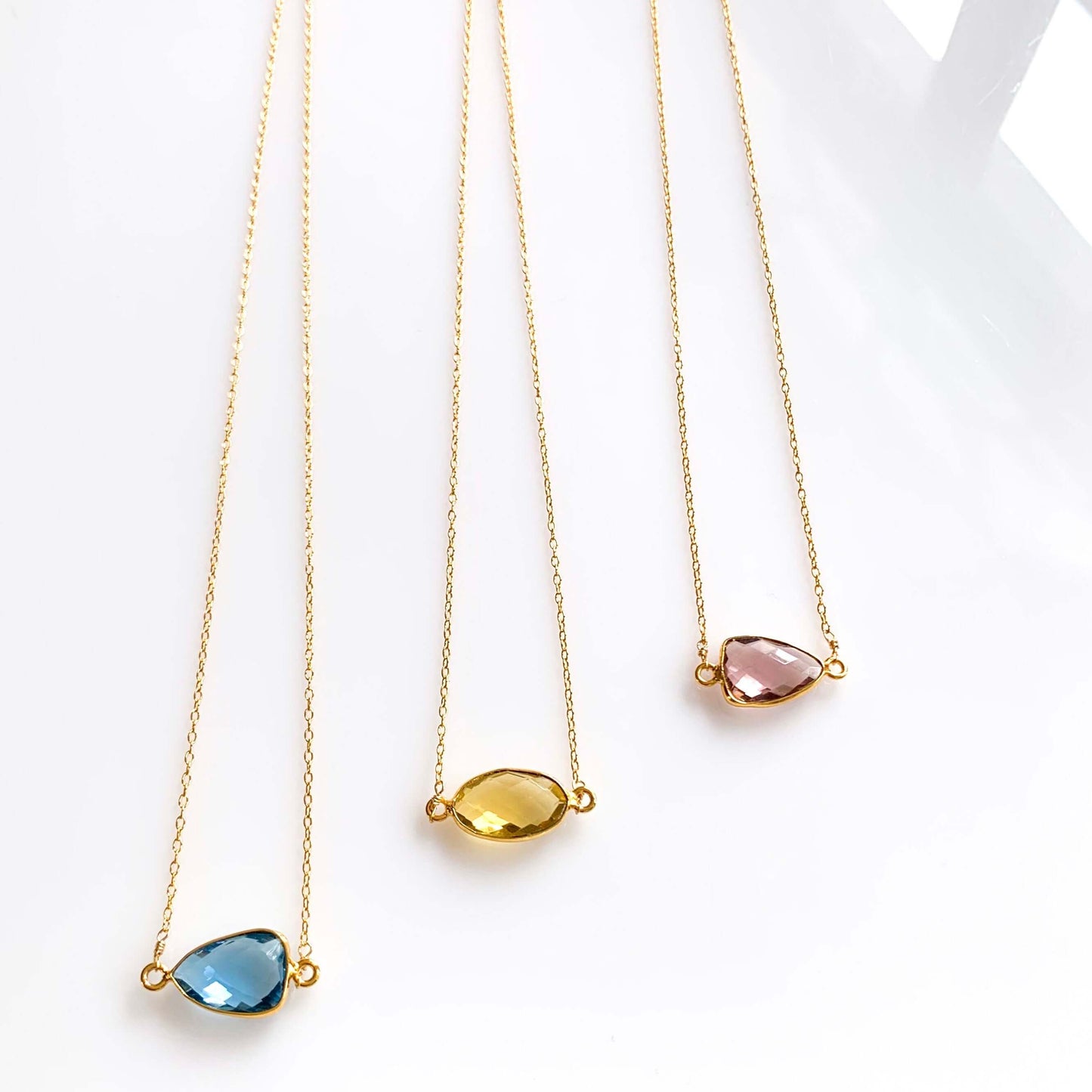 Gemstone Bezel Necklace | Minimalist Gold-Plated Sterling Silver