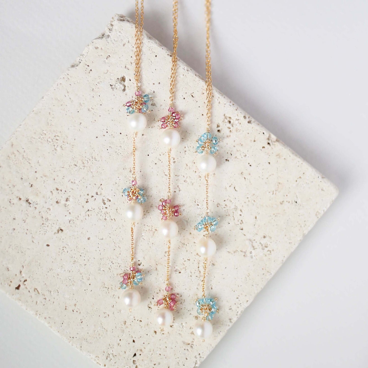 Pearl & Gemstone Y-Drop Necklace