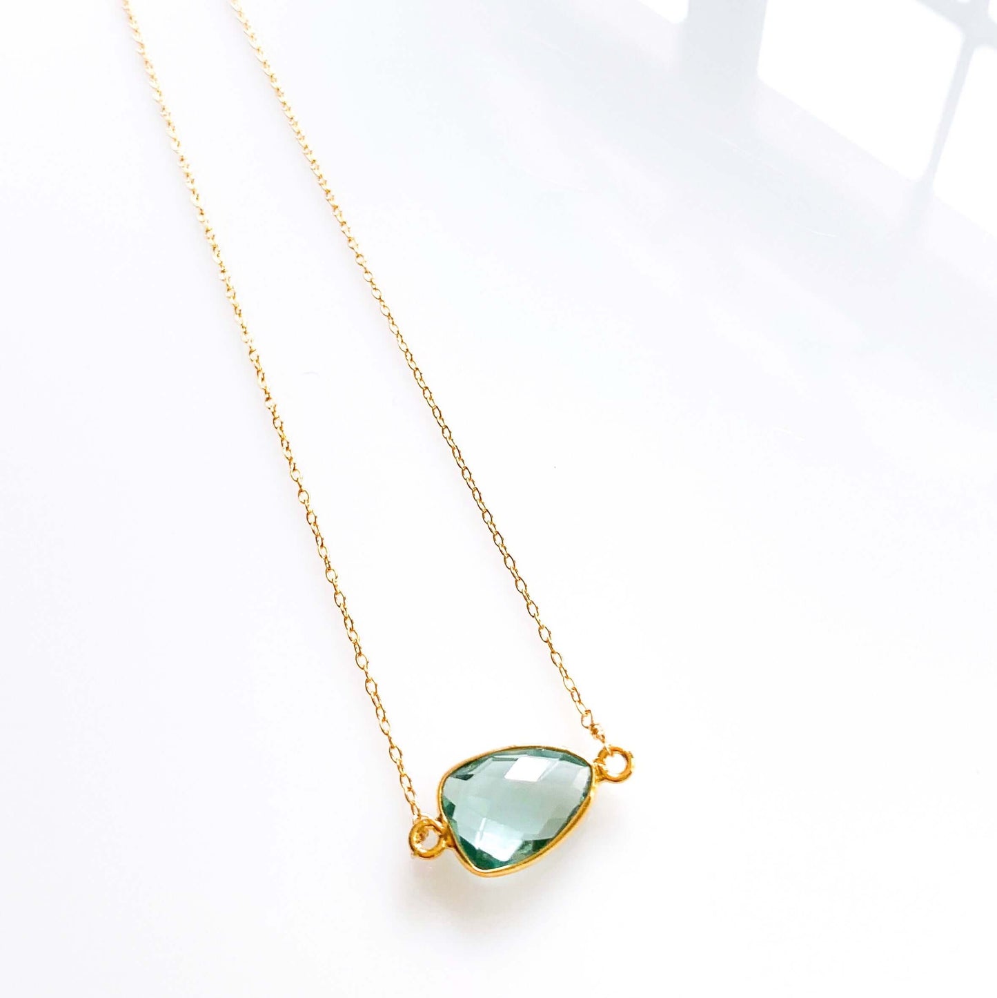 Gemstone Bezel Necklace | Minimalist Gold-Plated Sterling Silver