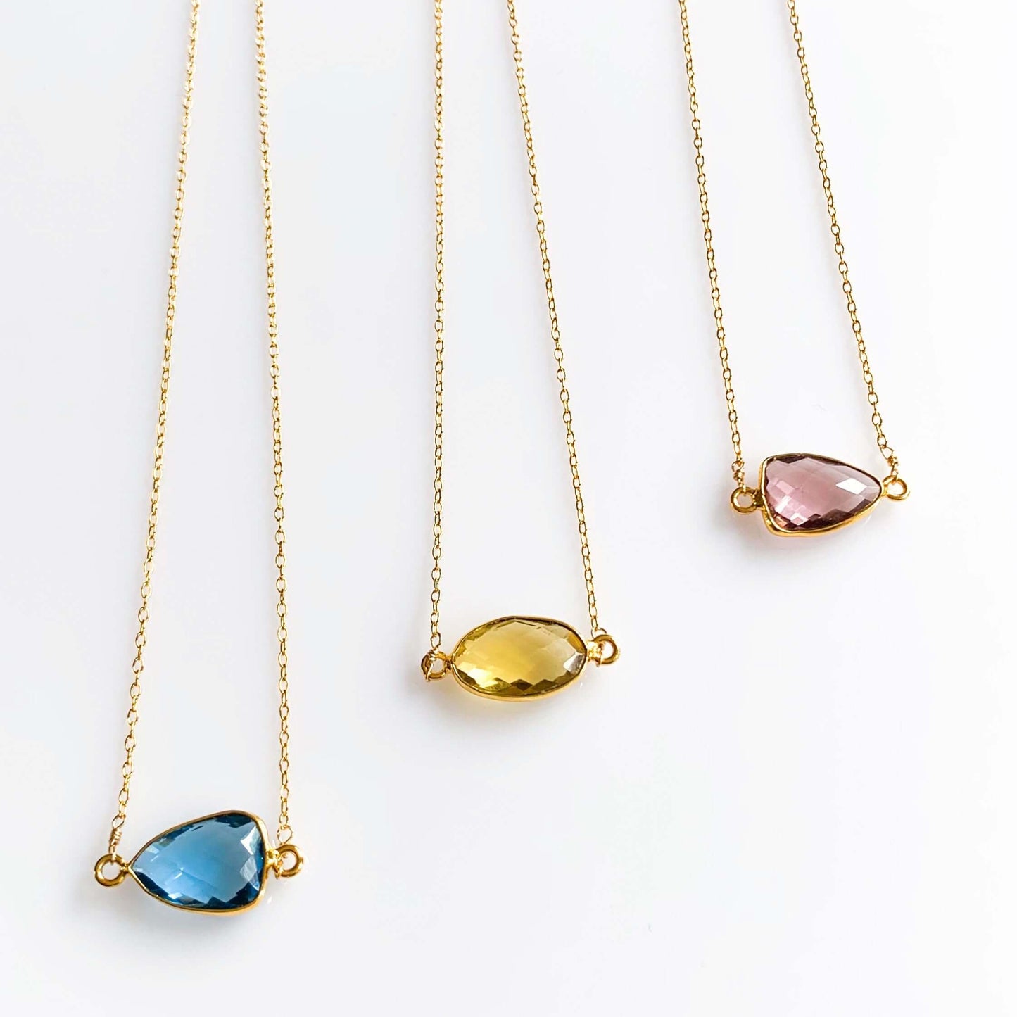 Gemstone Bezel Necklace | Minimalist Gold-Plated Sterling Silver