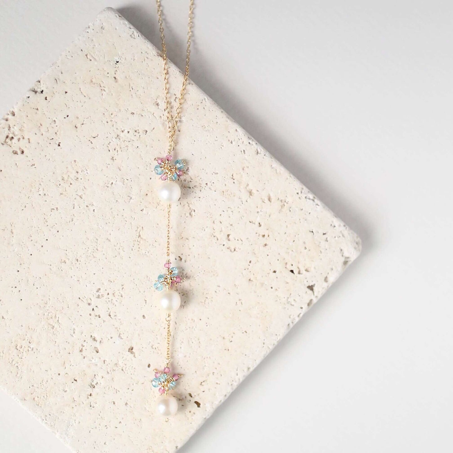 Pearl & Gemstone Y-Drop Necklace
