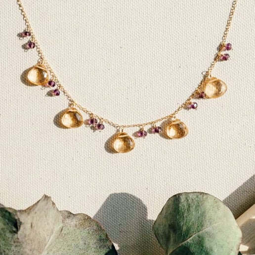 Citrine Sparkler Necklace | Gemstone Station Necklace in Gold