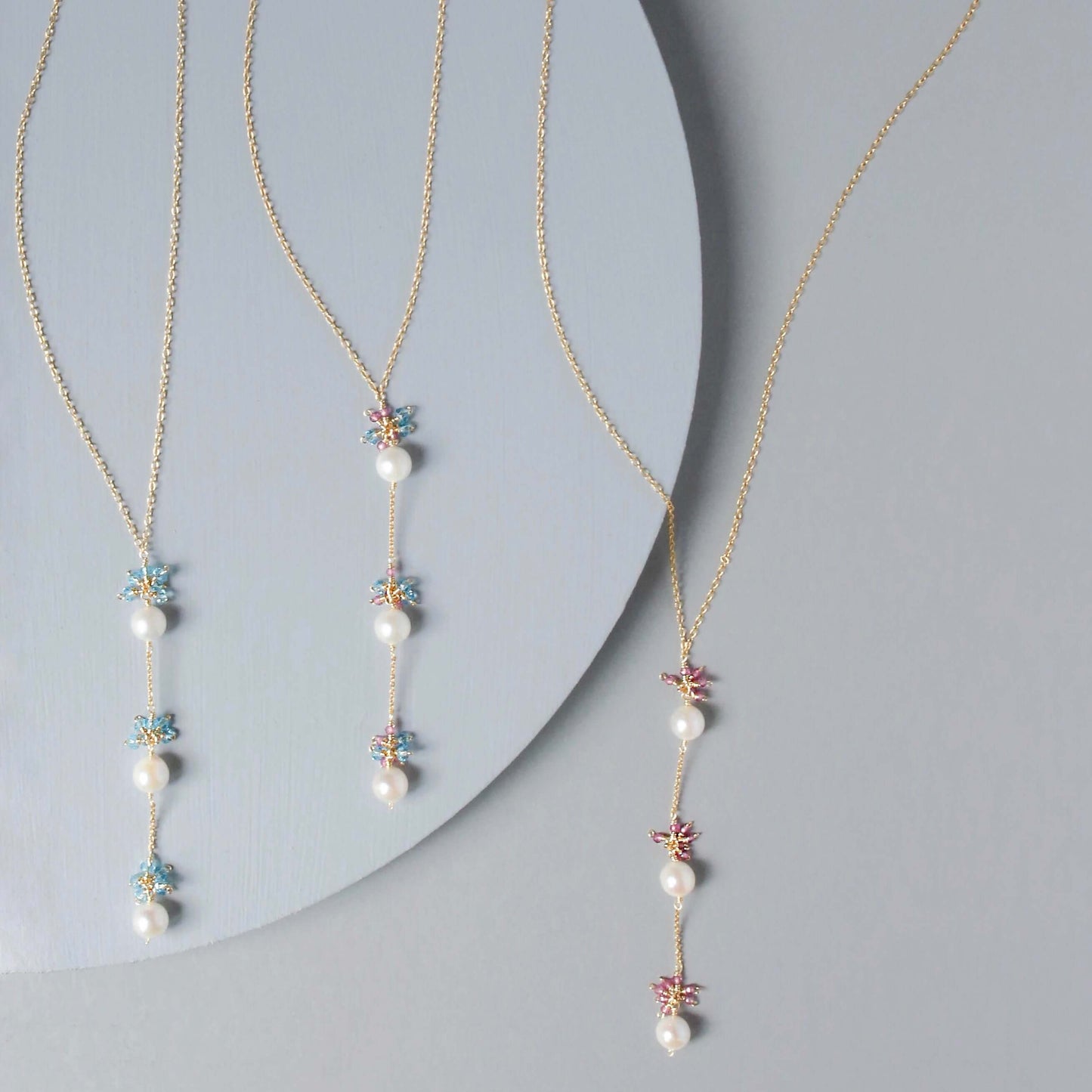 Pearl & Gemstone Y-Drop Necklace