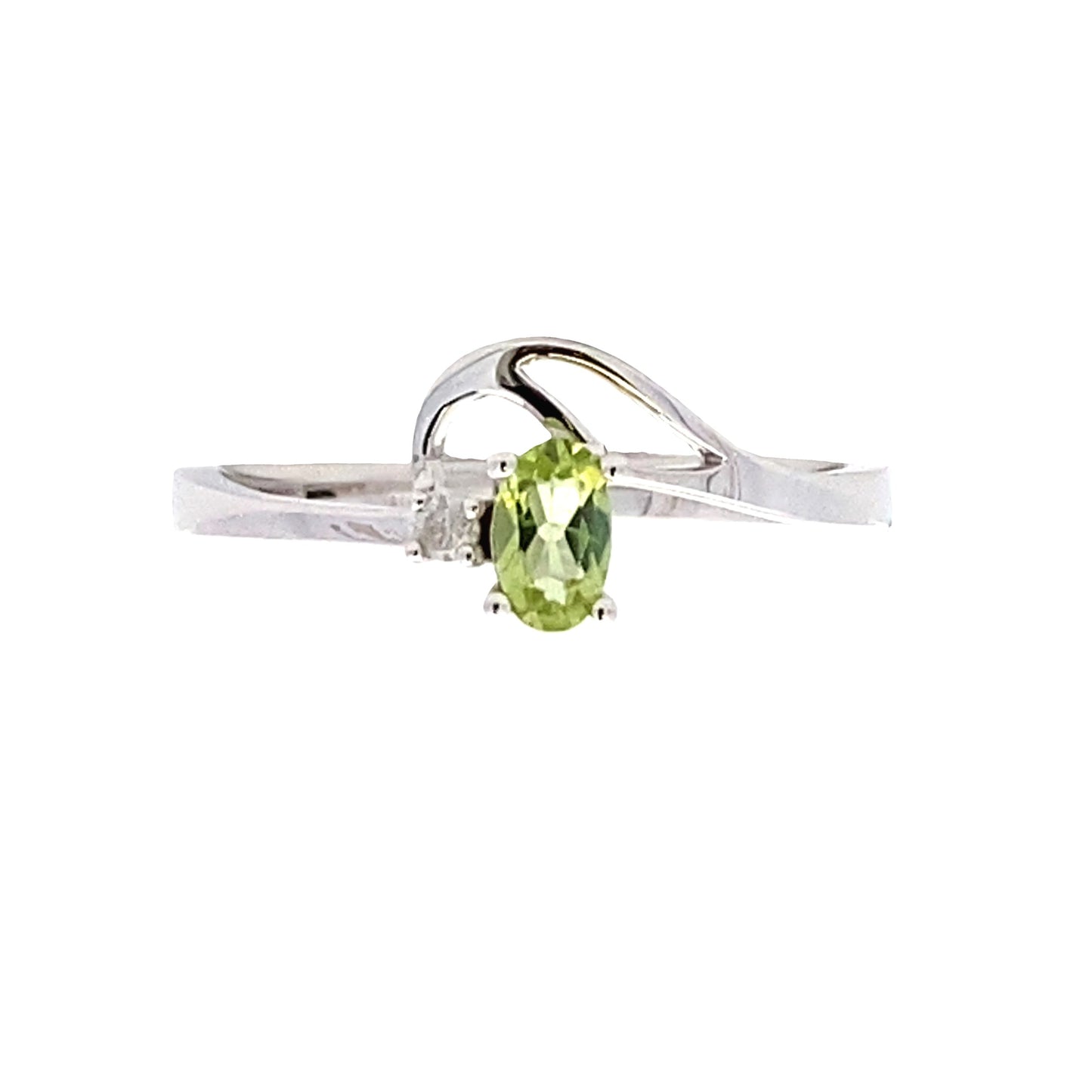 Genuine Peridot & Diamond Fashion Ring in 10KT White Gold