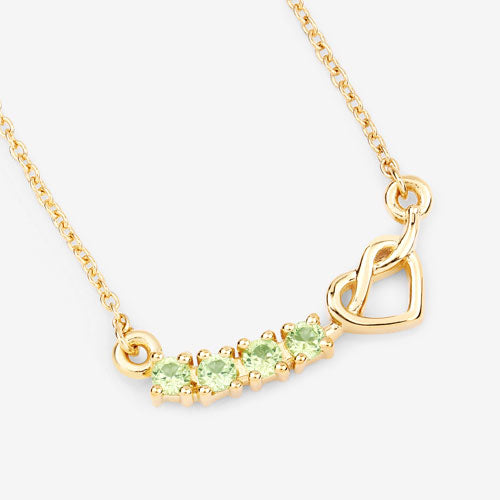 Genuine Peridot Heart Necklace in 18K Gold Plated Sterling Silver — 0.28 ctw