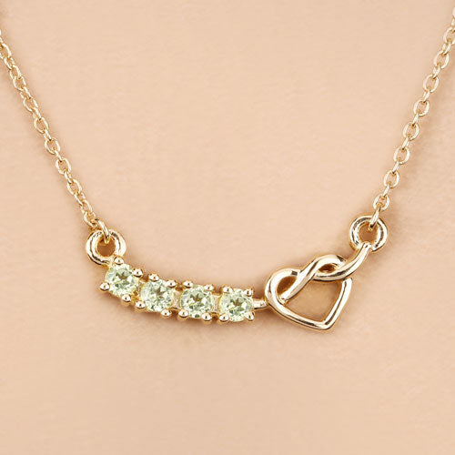 Genuine Peridot Heart Necklace in 18K Gold Plated Sterling Silver — 0.28 ctw