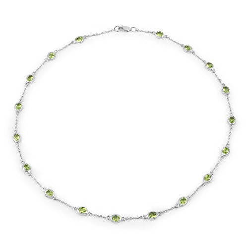 Genuine Peridot 'By The Yard' Necklace in .925 Sterling Silver — 6.30 ctw