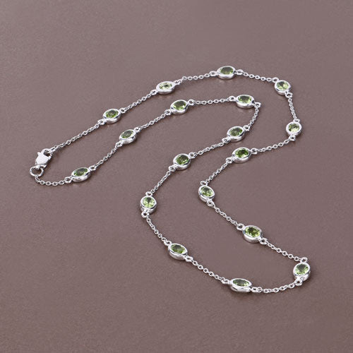 Genuine Peridot 'By The Yard' Necklace in .925 Sterling Silver — 6.30 ctw
