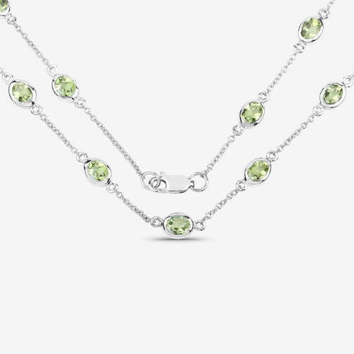 Genuine Peridot 'By The Yard' Necklace in .925 Sterling Silver — 6.30 ctw