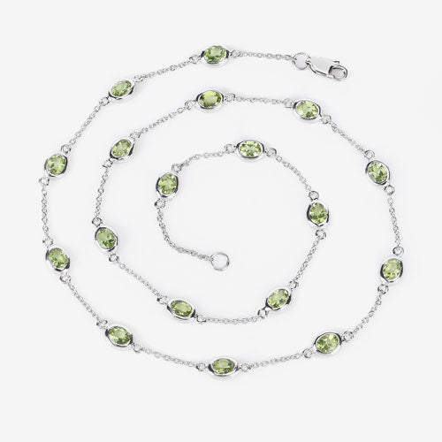 Genuine Peridot 'By The Yard' Necklace in .925 Sterling Silver — 6.30 ctw