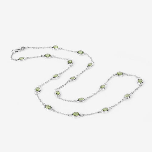 Genuine Peridot 'By The Yard' Necklace in .925 Sterling Silver — 6.30 ctw
