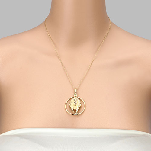 Genuine Peridot Leo Zodiac Pendant in 14K Gold Plated Sterling Silver — 0.24 ctw