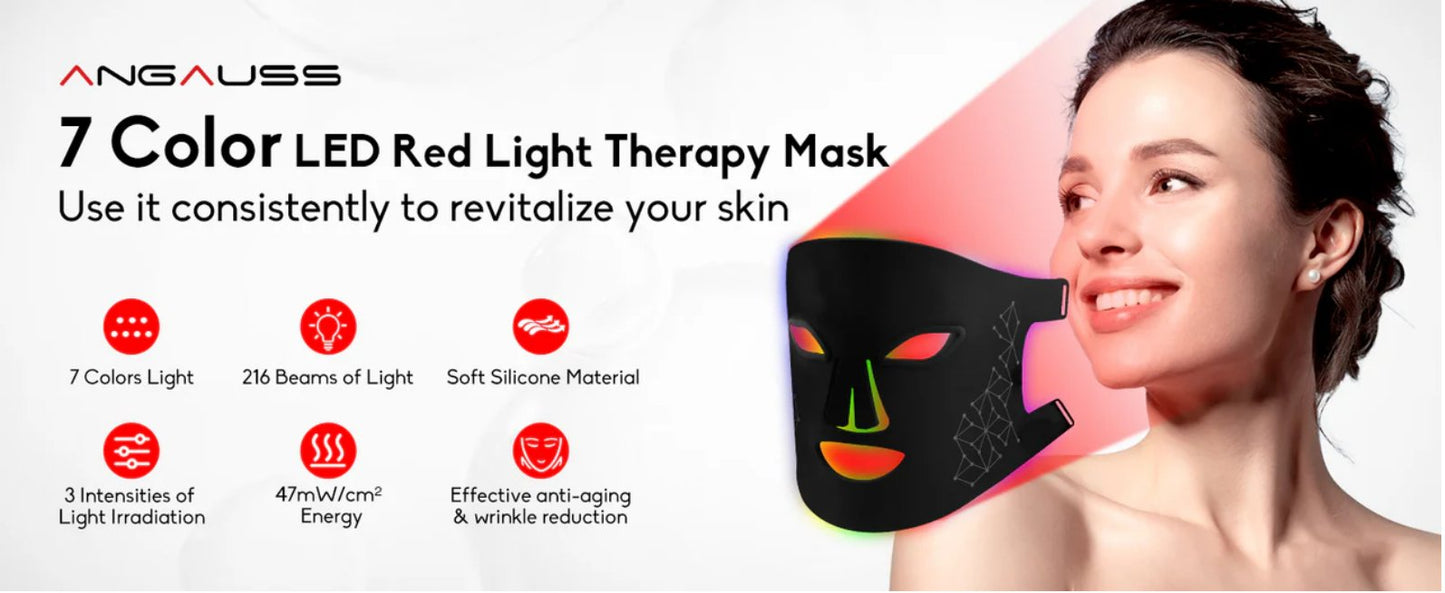 FDA-Approved LED Face Mask - 7 Color Light Therapy for Anti-Aging