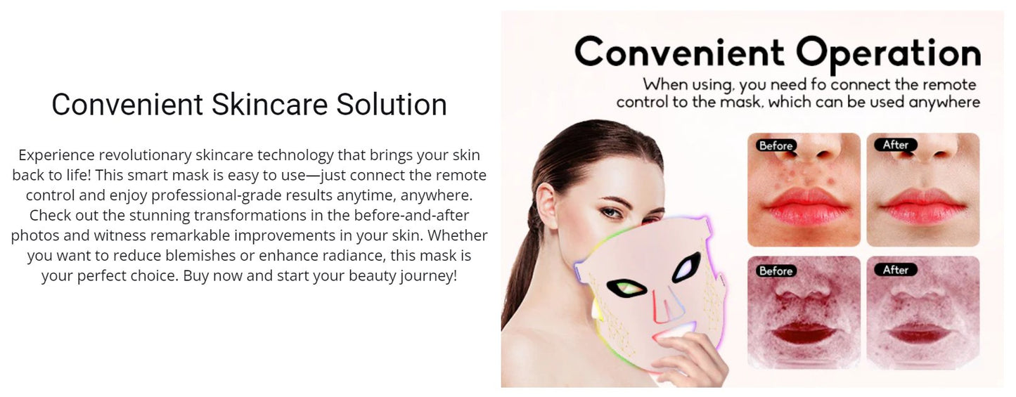 FDA-Approved LED Face Mask - 7 Color Light Therapy for Anti-Aging