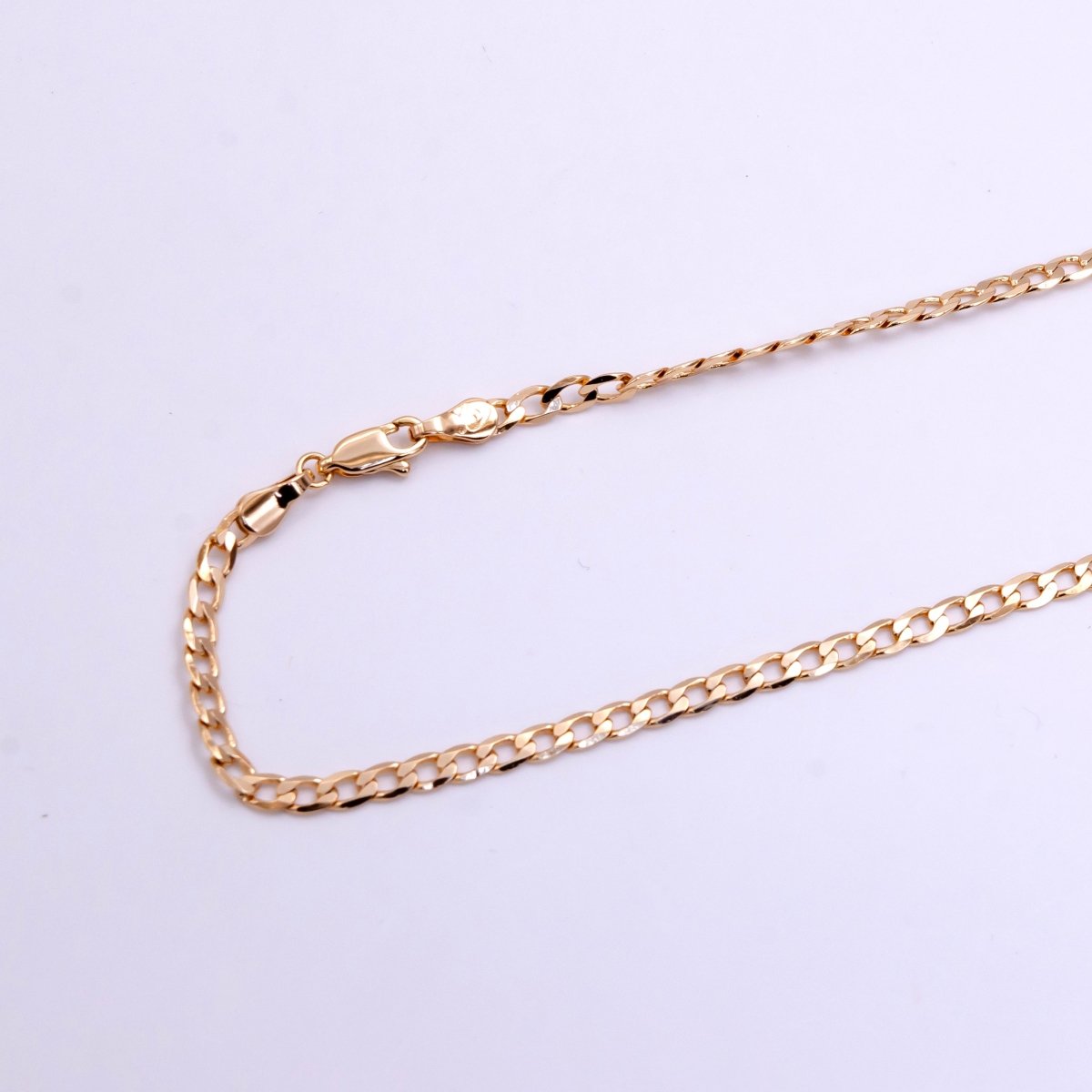 18K Gold Filled Curb Chain Necklace – 3mm Classic Curb Link, 18"