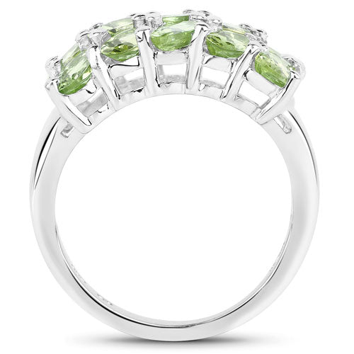 Genuine Peridot Cluster Ring in .925 Sterling Silver — 3.45 ctw