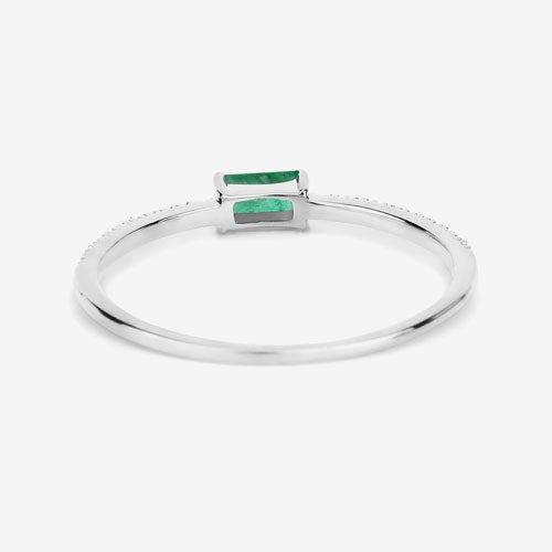 Zambian Emerald & White Diamond Ring in 14K White Gold