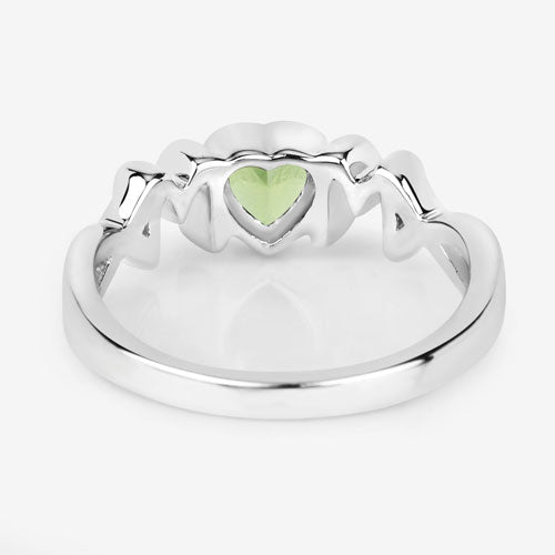 Genuine Peridot Heart 'Mom' Ring in Two-Tone .925 Sterling Silver — 0.44 ctw