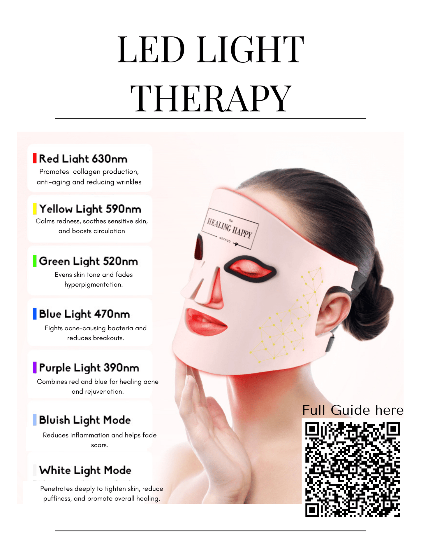 FDA-Approved LED Face Mask - 7 Color Light Therapy for Anti-Aging