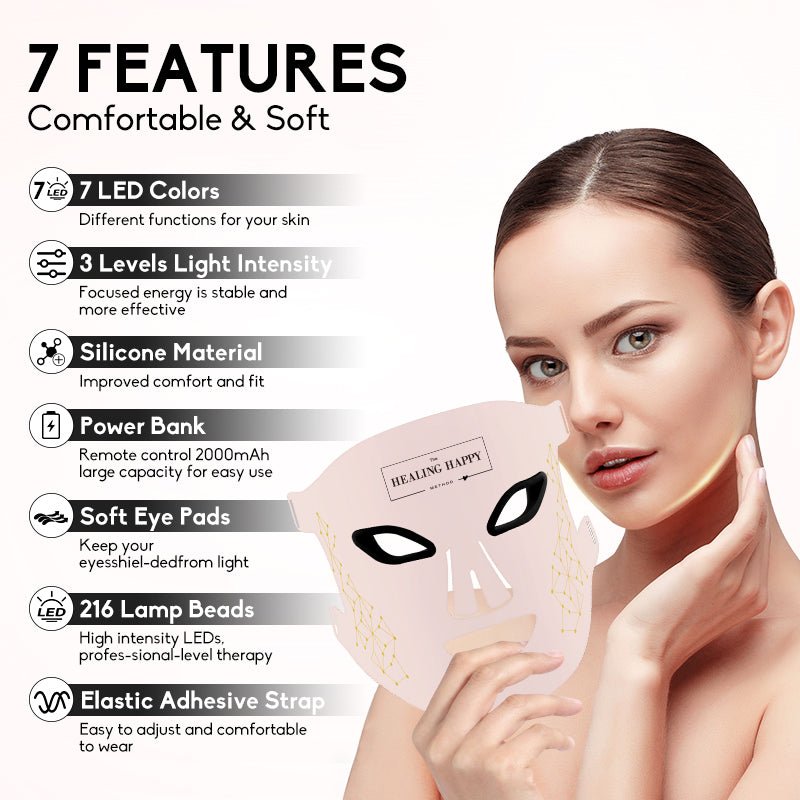 FDA-Approved LED Face Mask - 7 Color Light Therapy for Anti-Aging