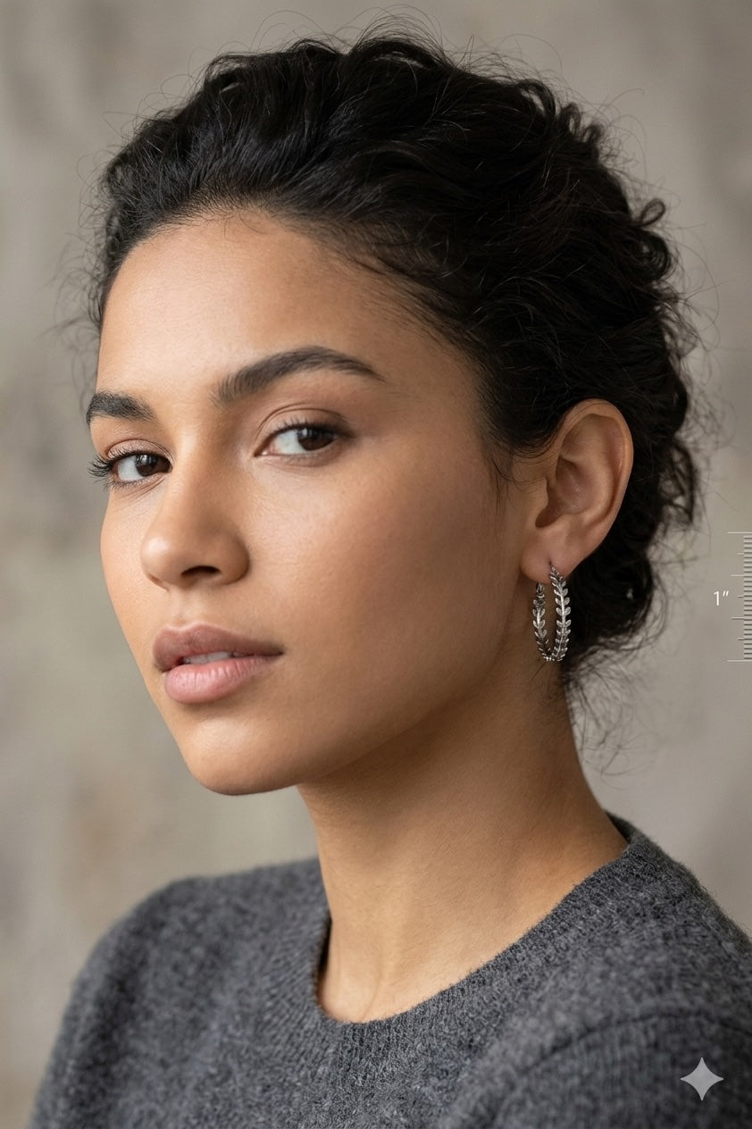 Ivy Hoop Earrings | Laurel Wreath Hoop | Gold & Silver Stainless Steel