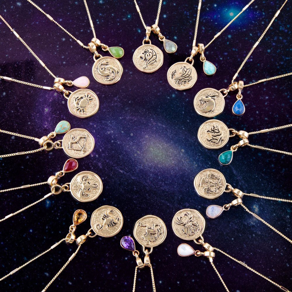 Taurus Zodiac Malachite Charm Necklace | Handcrafted Bronze & Genuine Stone