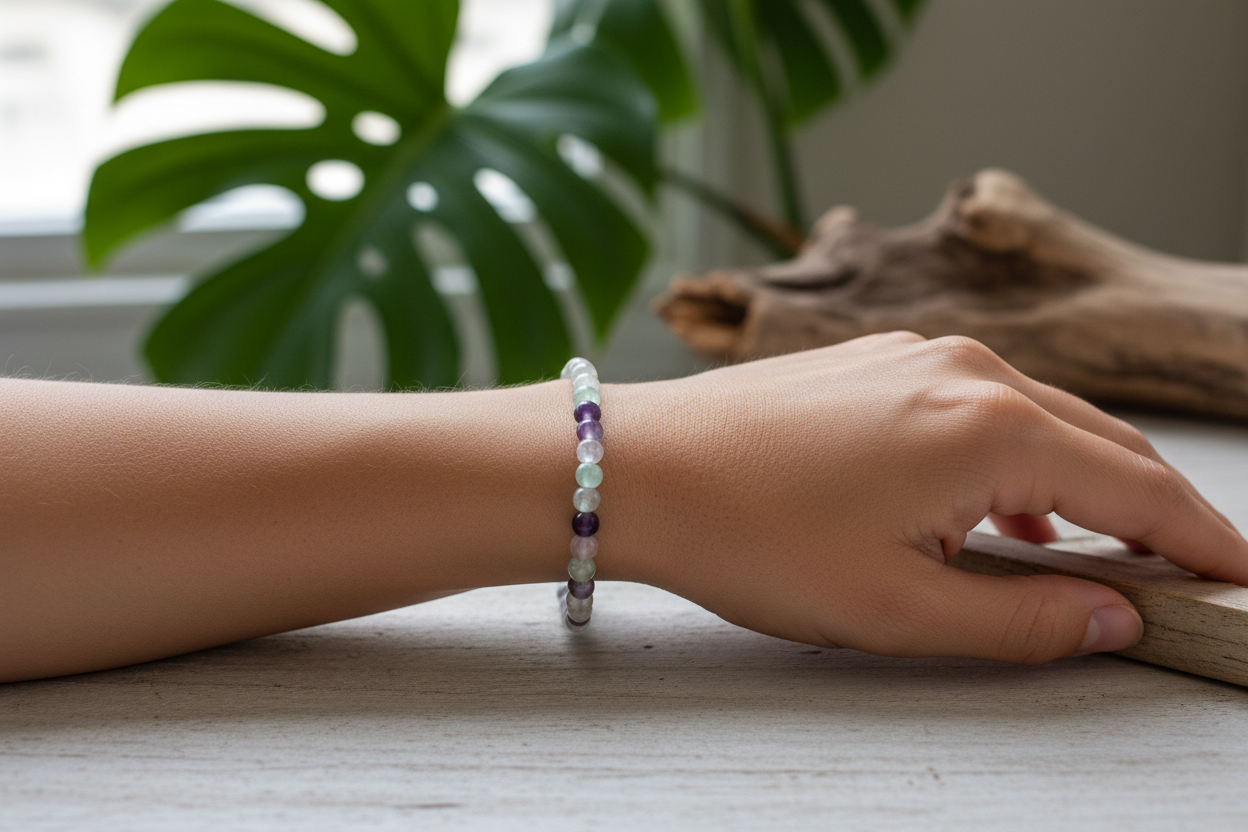 Woman Wearing Fluorite Bracelet